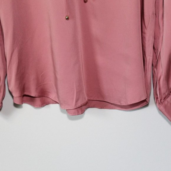 NWT Chico's Sandwashed Satin Ruffle Blouse Pink Women's Top Size 2 12 14 H13810 - Picture 3 of 10